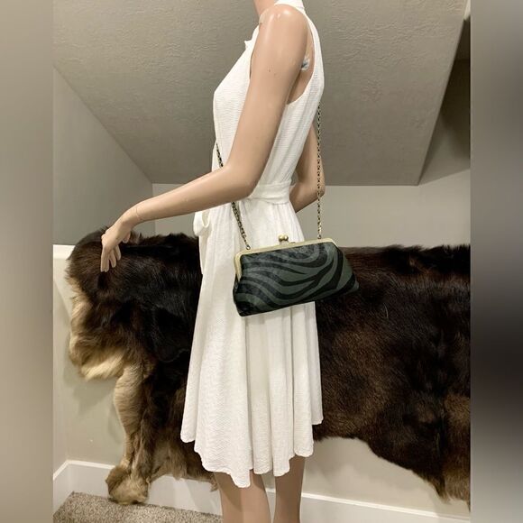 Handmade Real Hair-on-horsehide Leather Kisslock Clutch/Shoulder Bag/Crossbody